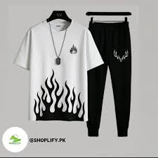 New trendy fired printed black & white premium quality tracksuit for men and boys